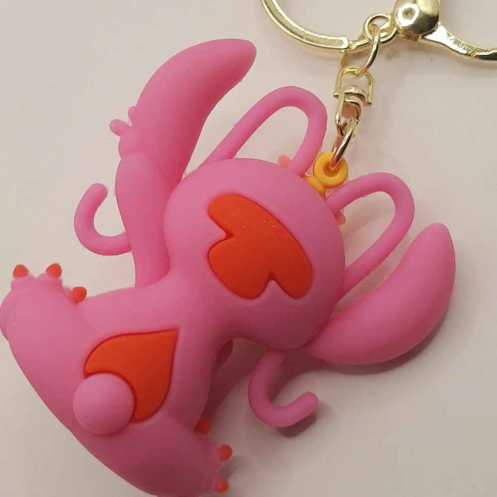 Disney Lilo Stitch Angel Star Silicone 3D Keychain Bag Charm Pendant Keyring